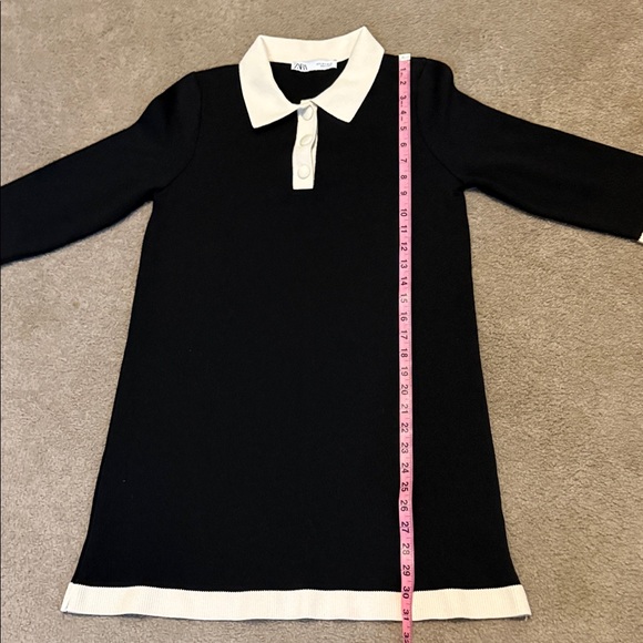 Zara Black Sweater Dress with Cream Collar - Picture 5 of 7